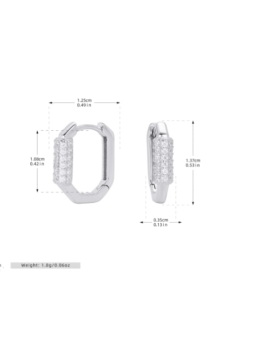 platinum 925 Sterling Silver Cubic Zirconia Geometric Minimalist Huggie Earring