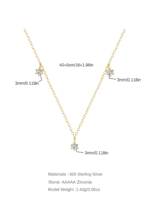 YUANFAN 925 Sterling Silver Rhinestone Geometric Minimalist Necklace 2