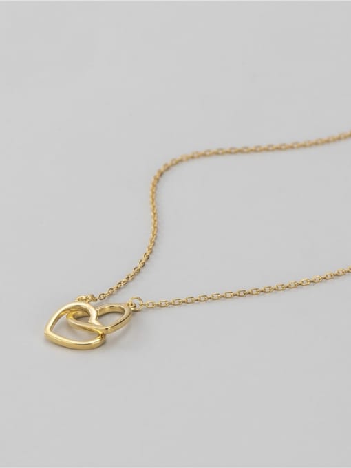 Gold 925 Sterling Silver  Minimalist Double Layer Love  Necklace