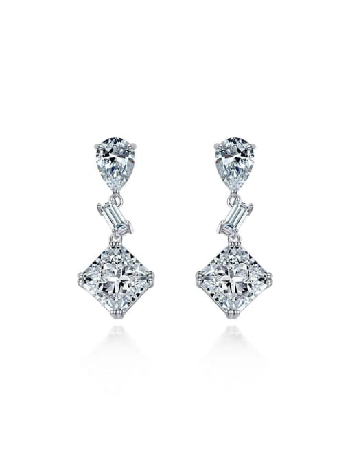 A&T Jewelry 925 Sterling Silver High Carbon Diamond Geometric Luxury Drop Earring