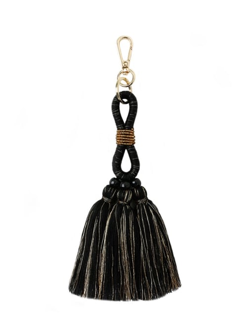 Black k68194 Alloy Bead Cotton Rope  Tassel Hand-Woven Bohemia Bag Pendant
