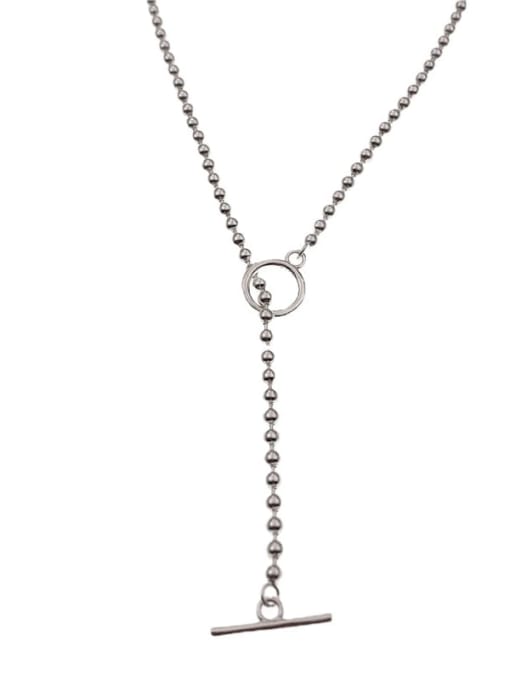 Ot buckle sweater chain 925 Sterling Silver Geometric Minimalist Beaded Necklace