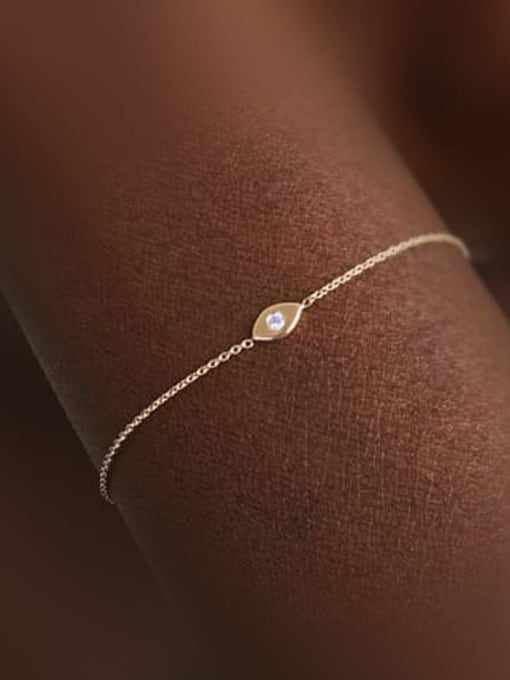 YUANFAN 925 Sterling Silver Rhinestone Evil Eye Minimalist Link Bracelet 1