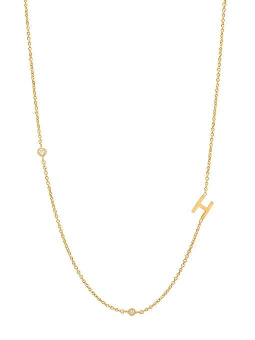 Gold H 925 Sterling Silver Letter Minimalist Necklace