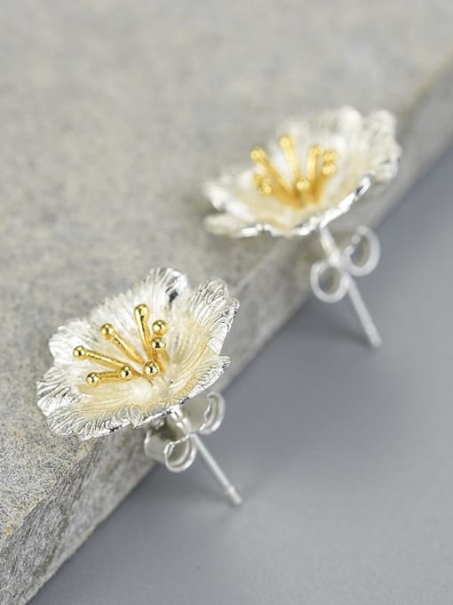 LOLUS 925 Sterling Silver wild rose minimalist creative handmade Dainty Stud Earring 2