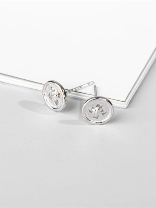 Platinum 925 Sterling Silver Round Minimalist Stud Earring