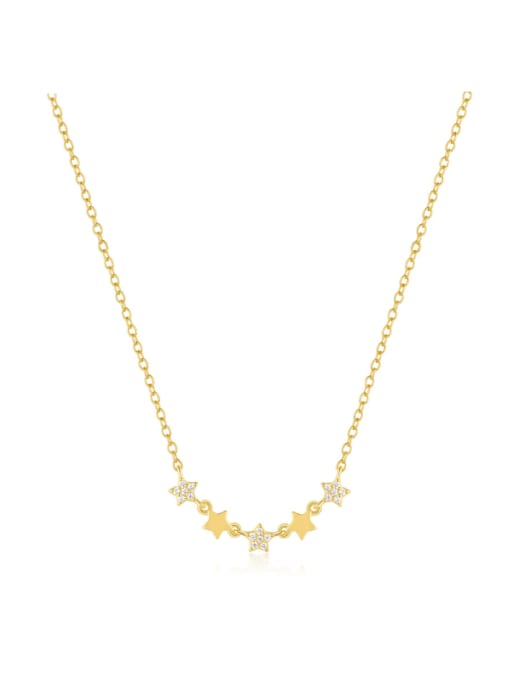 golden 925 Sterling Silver Cubic Zirconia Star Dainty Necklace