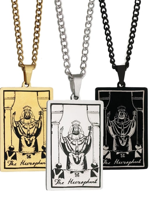 M&J The Hierophant's Tarot hip hop stainless steel titanium steel necklace 0