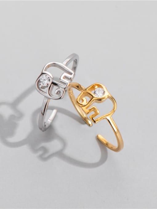 Gold 925 Sterling Silver Elephant Minimalist Band Ring