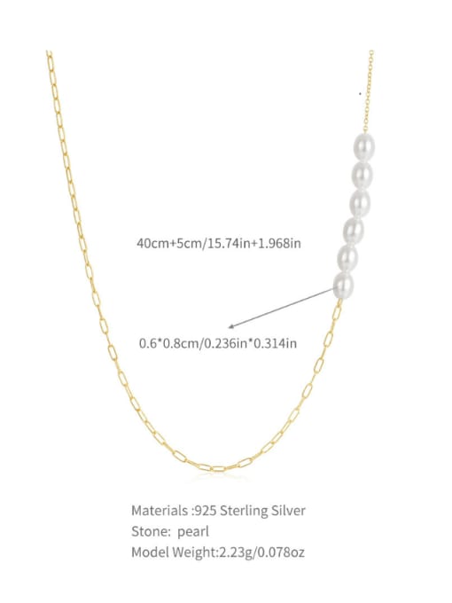 YUANFAN 925 Sterling Silver Imitation Pearl Geometric Dainty Necklace 2