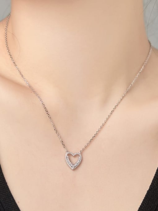 STL-Silver Jewelry 925 Sterling Silver Cubic Zirconia Heart Minimalist Necklace 1