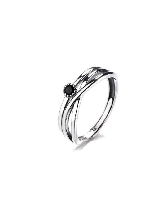 TAIS 925 Sterling Silver Geometric Vintage Band Ring 0