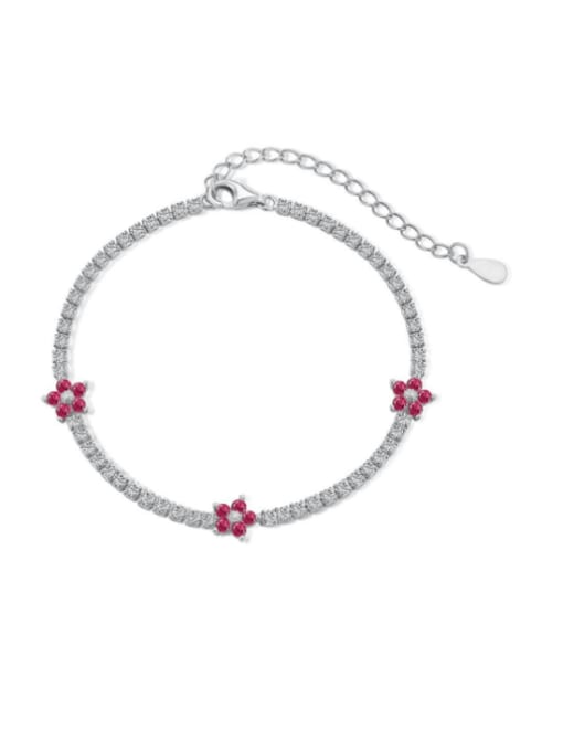 STL-Silver Jewelry 925 Sterling Silver Cubic Zirconia Flower Luxury Bracelet 4