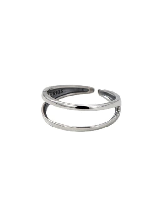Double layer line ring 925 Sterling Silver  Vintage  Double Layer Line Stackable Ring