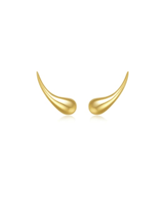 golden 925 Sterling Silver Water Drop Minimalist Stud Earring