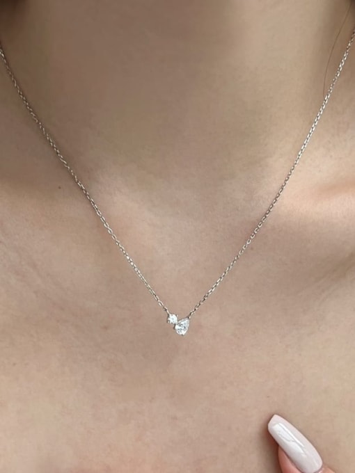 STL-Silver Jewelry 925 Sterling Silver Cubic Zirconia Water Drop Dainty Necklace 1