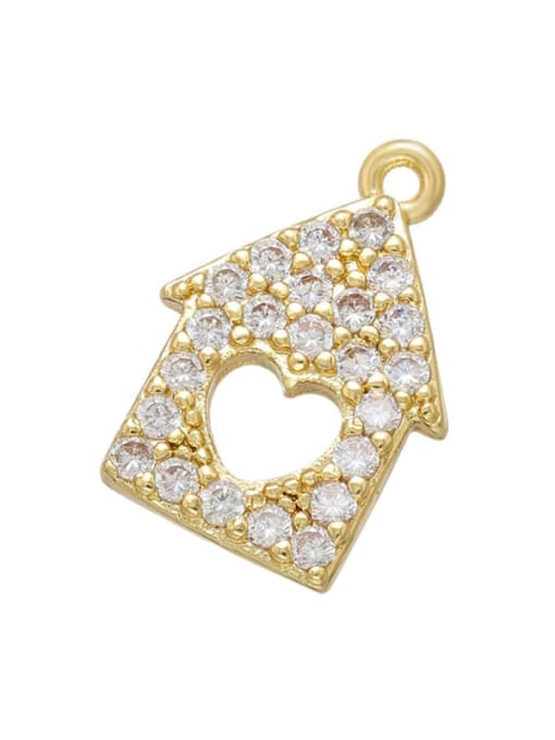 Golden House Brass Micro-set Zircon Small Fish Key House Heart Love Pendant