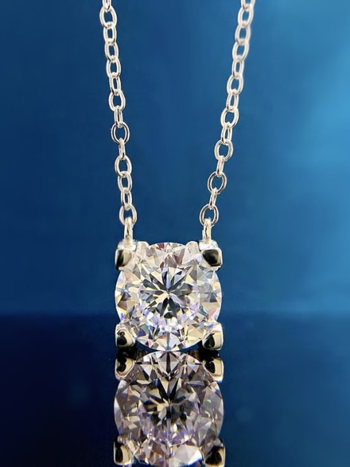M&J 925 Sterling Silver High Carbon Diamond Square Minimalist Necklace 1