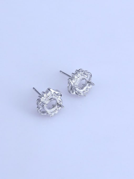 Supply 925 Sterling Silver 18K White Gold Plated Geometric Earring Setting Stone size: 6*6mm 0