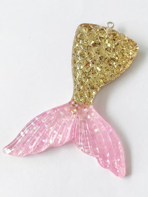 Gold powder Multicolor Resin Fish Charm Height : 5.5 mm , Width: 7.2 mm
