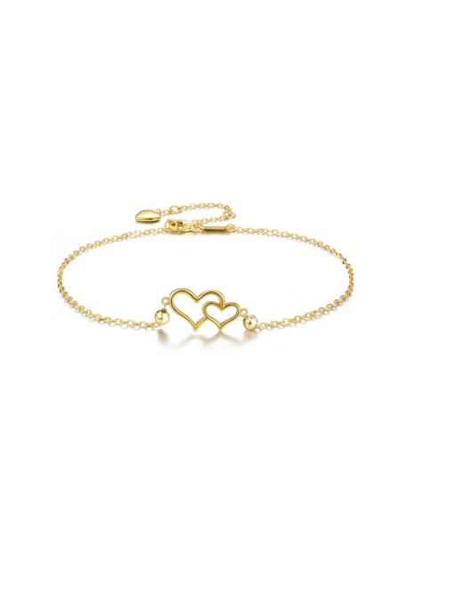 golden 925 Sterling Silver Heart Minimalist Link Bracelet