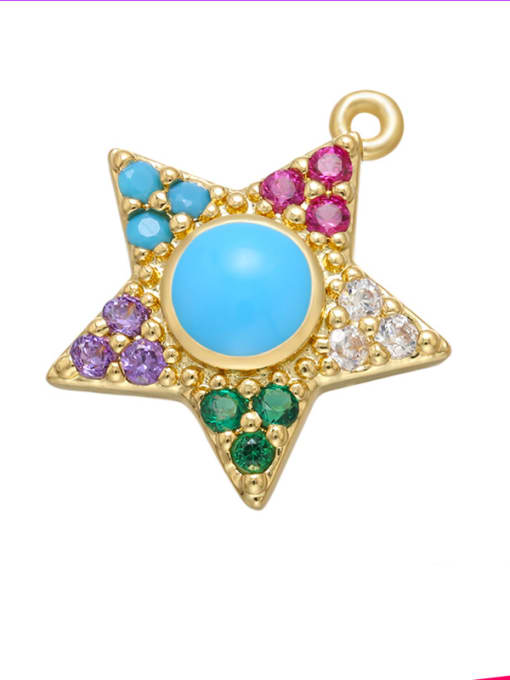 Blue colored diamond Brass Diamond Gold Plated Five-pointed Star Pendant