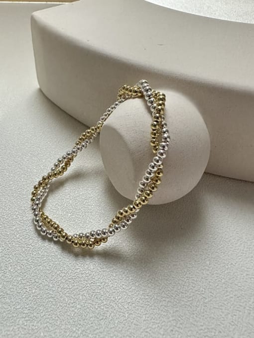 Round bead winding bracelet 925 Sterling Silver Round Minimalist Beaded Bracelet