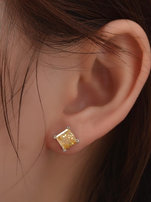 A&T Jewelry 925 Sterling Silver High Carbon Diamond Geometric Dainty Stud Earring 1