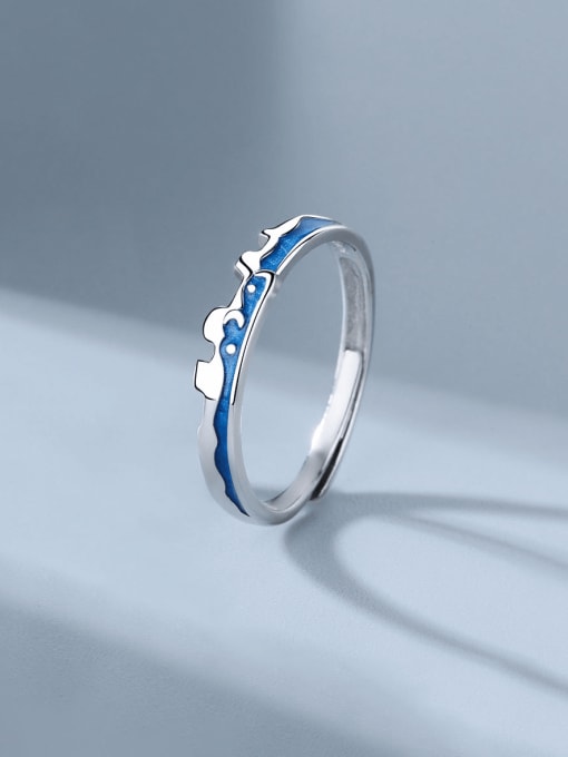 women 925 Sterling Silver Enamel Irregular Cute Couple Ring