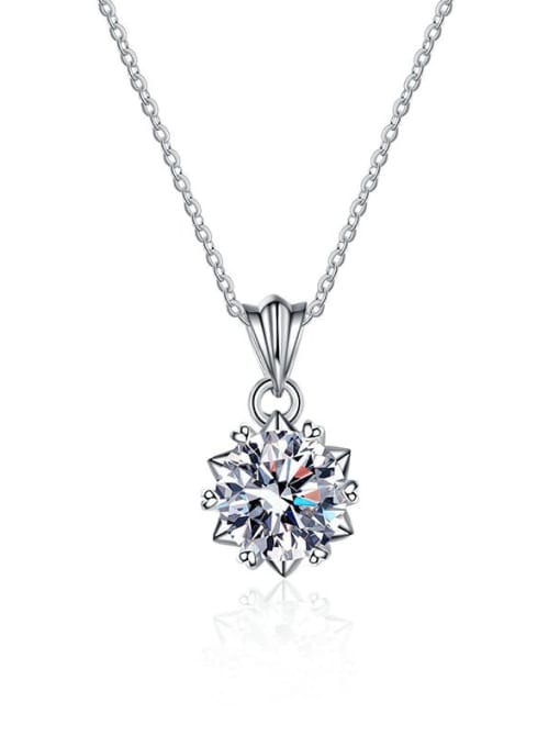 Maussan dril 925 Sterling Silver Moissanite Flower Dainty Necklace
