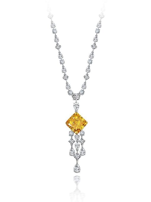 A&T Jewelry 925 Sterling Silver Cubic Zirconia Flower Luxury Necklace 0