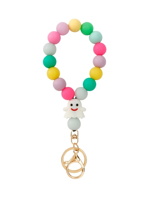 K68469 color Silicone Bead Fluorescent Luminous Ghost Wrist Keyring