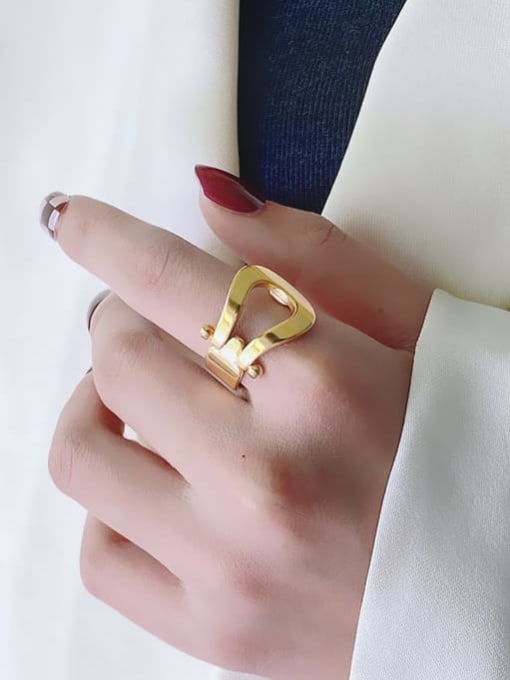 Horseshoe buckle gold ring Titanium Steel Geometric Minimalist Band Ring