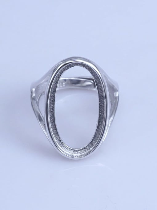 Supply 925 Sterling Silver 18K White Gold Plated Geometric Ring Setting Stone size: 13*23mm 0