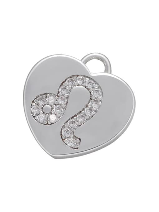 White Gold Leo Micro-set heart-shaped pie zodiac inlaid jewelry accessories