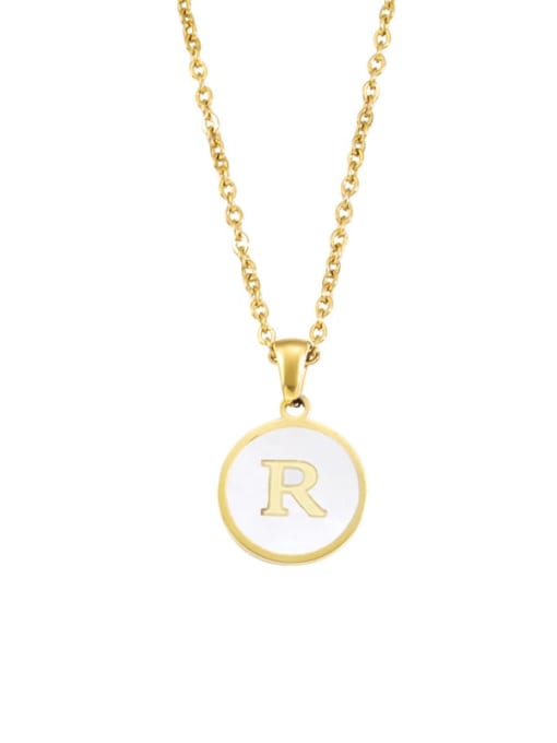 R Stainless steel Enamel Letter Geometric Minimalist Necklace