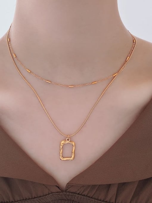 Double Layer Gold Necklace Titanium Steel Geometric Minimalist Multi Strand Necklace