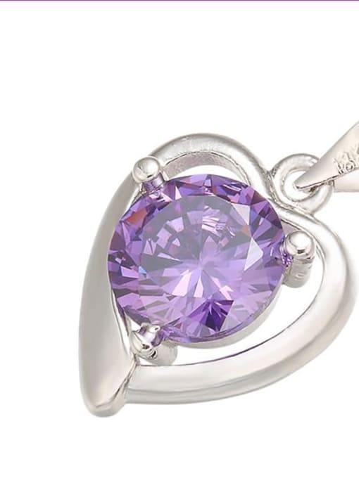Purple Diamond Bronze Colored Diamond Heart-Shaped Zircon Pendant