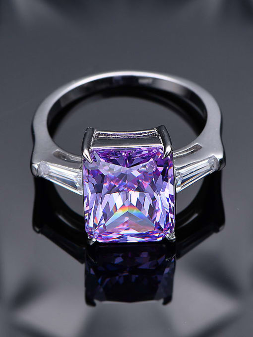 Purple Diamond 8 925 Sterling Silver High Carbon Diamond Geometric Dainty Band Ring