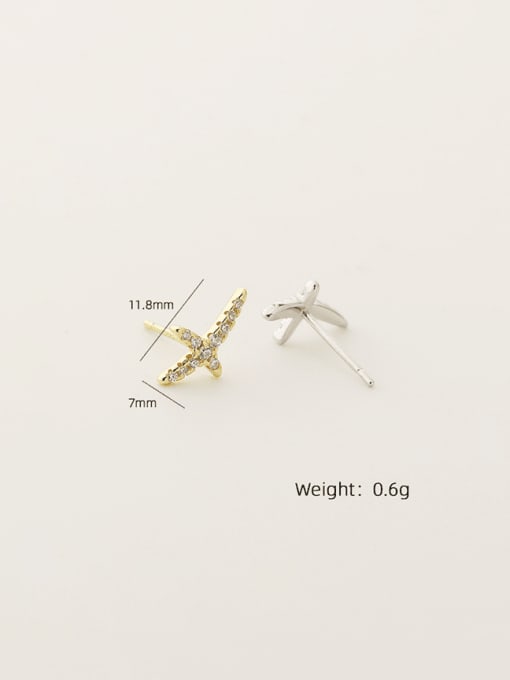 ACEE 925 Sterling Silver Cubic Zirconia Cross Minimalist Stud Earring 2
