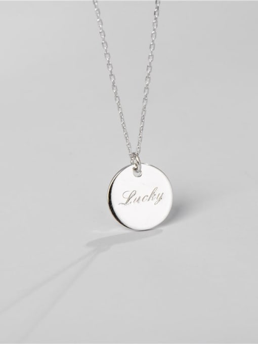 Lucky English Necklace 925 Sterling Silver Round Minimalist Necklace