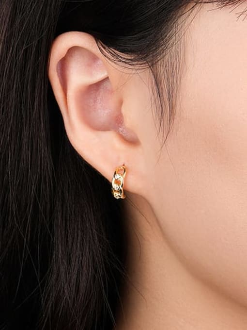 YUANFAN 925 Sterling Silver Hollow Geometric Minimalist Stud Earring 1