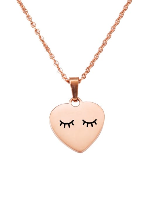 Rose Gold 2 Stainless steel Letter Heart Trend Necklace