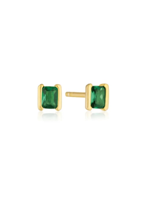 Golden+ Green 925 Sterling Silver Cubic Zirconia Geometric Minimalist Huggie Earring