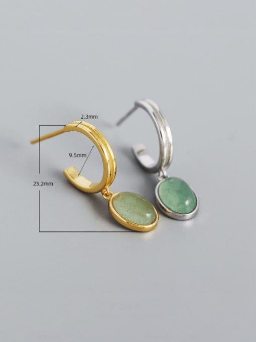ACEE 925 Sterling Silver Jade Geometric Vintage Drop Earring 1