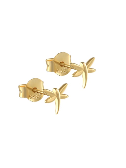 gold 925 Sterling Silver Dragonfly Minimalist Hook Earring