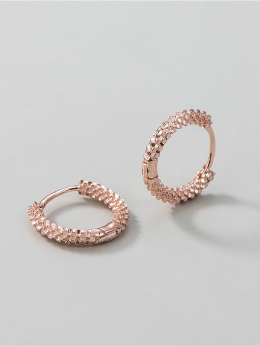 Rose Gold 925 Sterling Silver Round Minimalist Huggie Earring