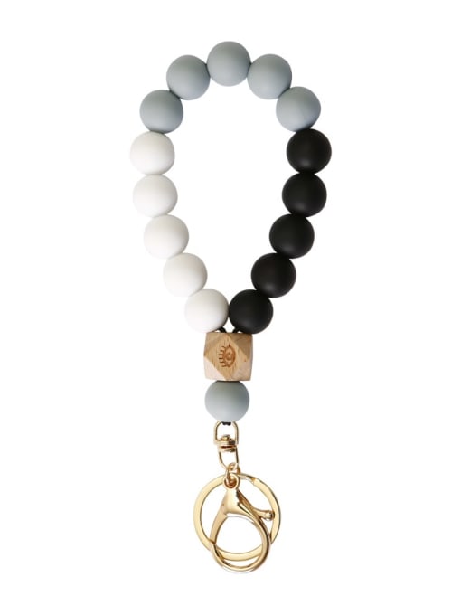 grey Silicone Beads + Skull / leopard Beech Bracelet /Key Chain