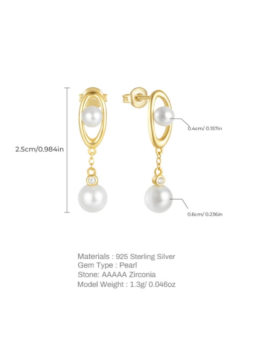 YUANFAN Brass Imitation Pearl Geometric Minimalist Drop Earring 2