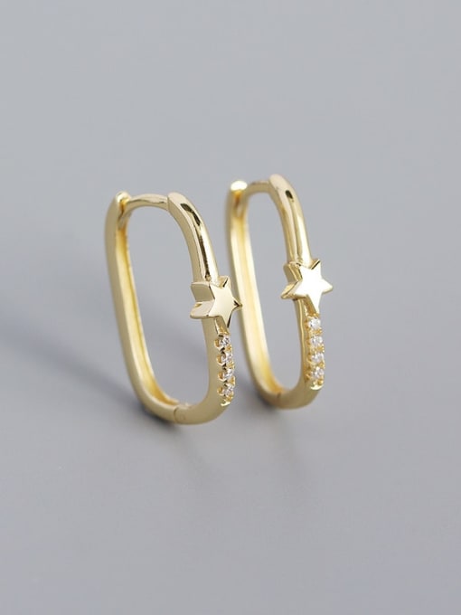 Stars (yellow and gold) 925 Sterling Silver Cubic Zirconia Geometric Minimalist Huggie Earring
